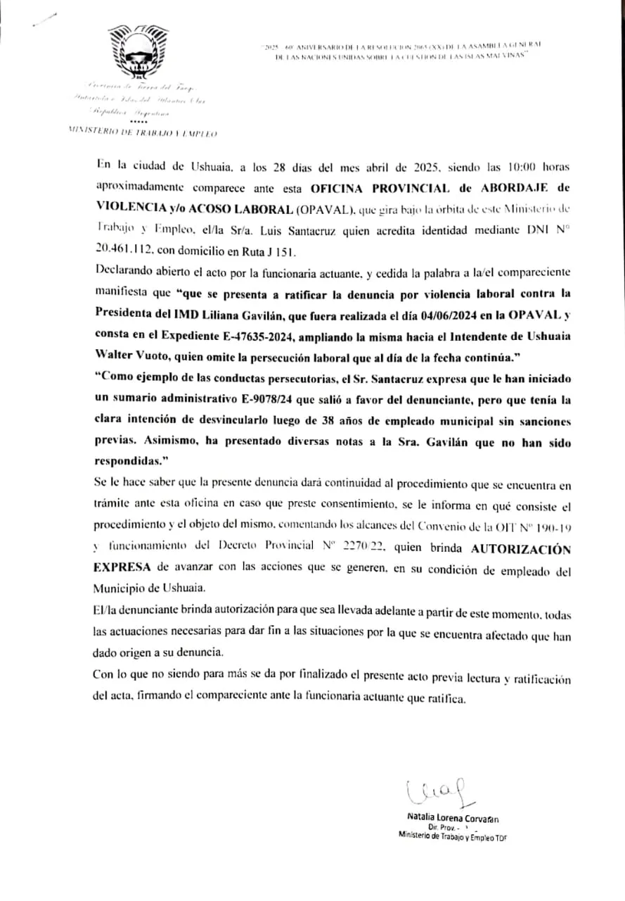 DENUNCIA MINISTERIO A VUOTO